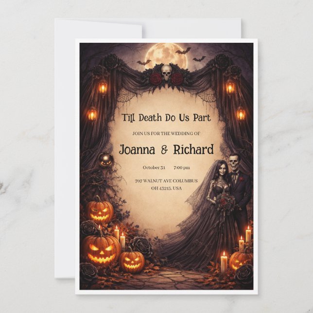 Halloween Wedding inventation. Invitation (Front)