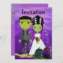 Halloween Wedding Invitation with Bride
