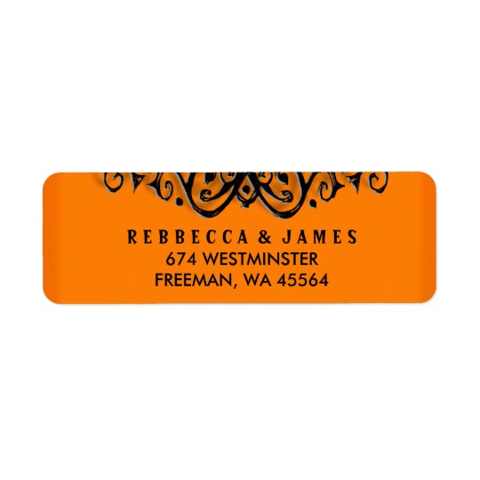 Halloween Wedding Label - Orange & Black Return Address Label