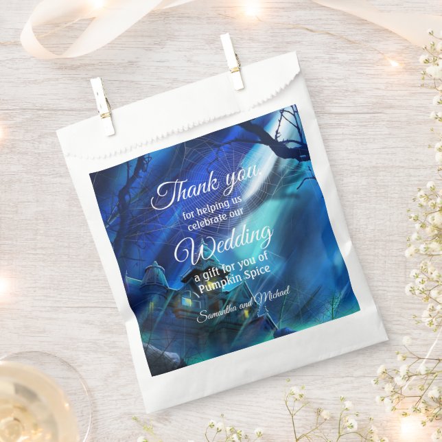 Halloween Wedding Midnight Thank You Add Names Favour Bag (Clipped)