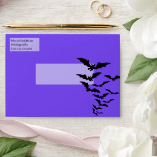 Halloween Wedding Personalize Black Bats Envelope