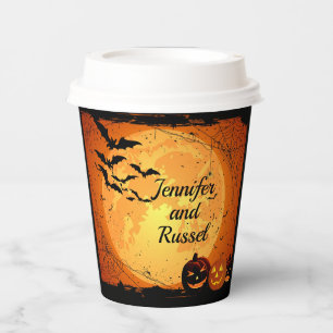 Halloween Wedding Personalize Names Hot Cold Paper Cups