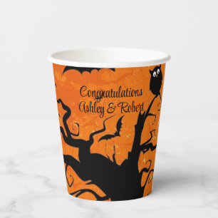 Halloween Wedding Personalize Names Spooky Tree Paper Cups
