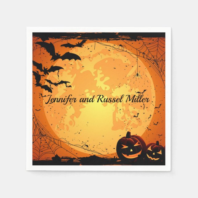 Halloween Wedding Reception Personalize Paper Napkin (Front)