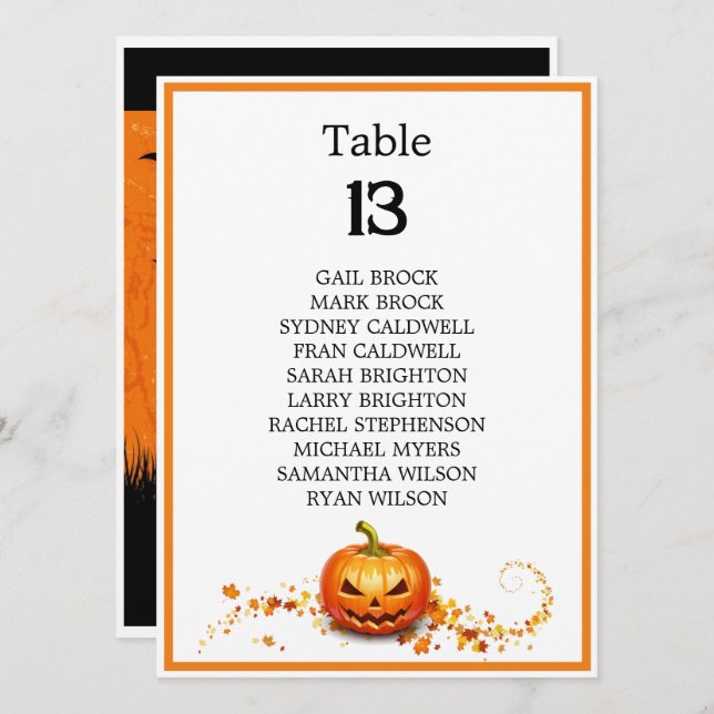 Halloween Wedding Scary Tree Table Seating Chart (Front/Back)