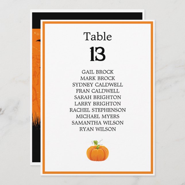 Halloween Wedding Scary Tree Table Seating Chart (Front/Back)