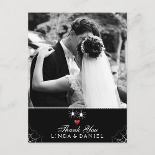 Halloween Wedding Spider Gothic Thank You Photo Postcard