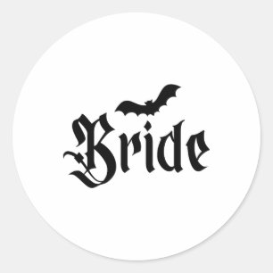 Halloween Wedding Spooky Bride Groom Couple Matchi Classic Round Sticker