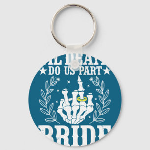 Halloween wedding til death do part bride skeleton keychain