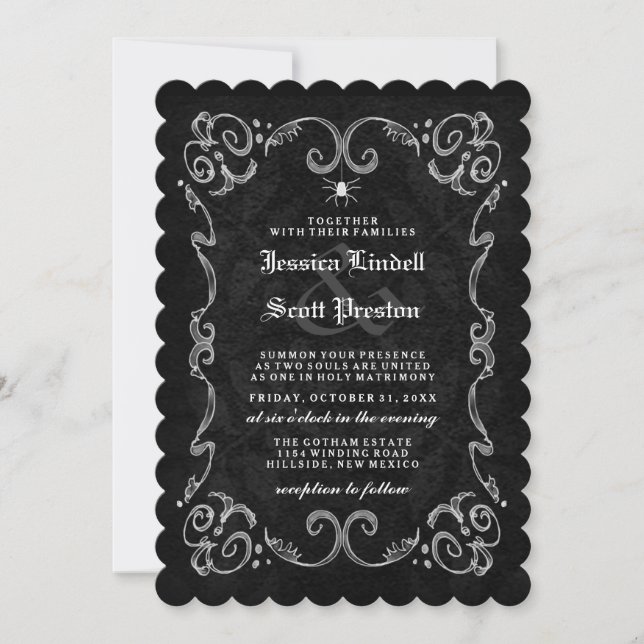 Halloween Wedding "Together With" RECEPTION BACK Invitation (Front)
