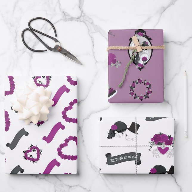 Halloween Wedding Wrapping Paper Sheet (Front)