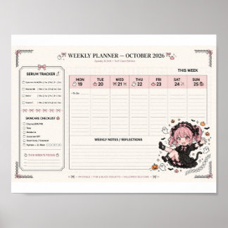 Halloween Weekly Planner 2026 | Serum Tracker  Poster