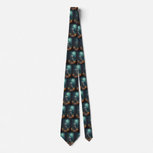 Halloween Weimaraner With Pumpkins Scary Tie