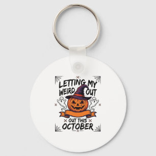 Halloween Weird Shirt With Pumpkin Ghosts_1 Keychain