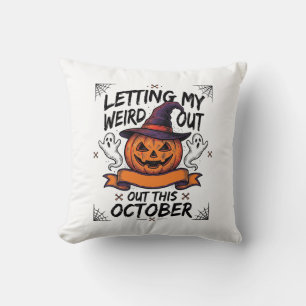 Halloween Weird Shirt With Pumpkin Ghosts_1 Throw Pillow