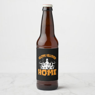 Halloween Welcome Halloween Home Birthday Beer Bottle Label