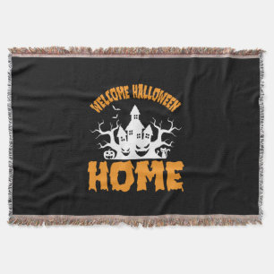 Halloween Welcome Halloween Home Birthday Throw Blanket