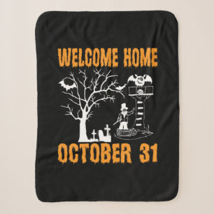 Halloween Welcome Home October Birthday Sherpa Blanket