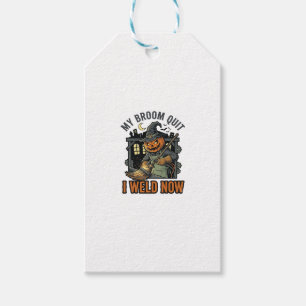 Halloween Welder Shirt Funny Witch Broom Design_1 Gift Tags