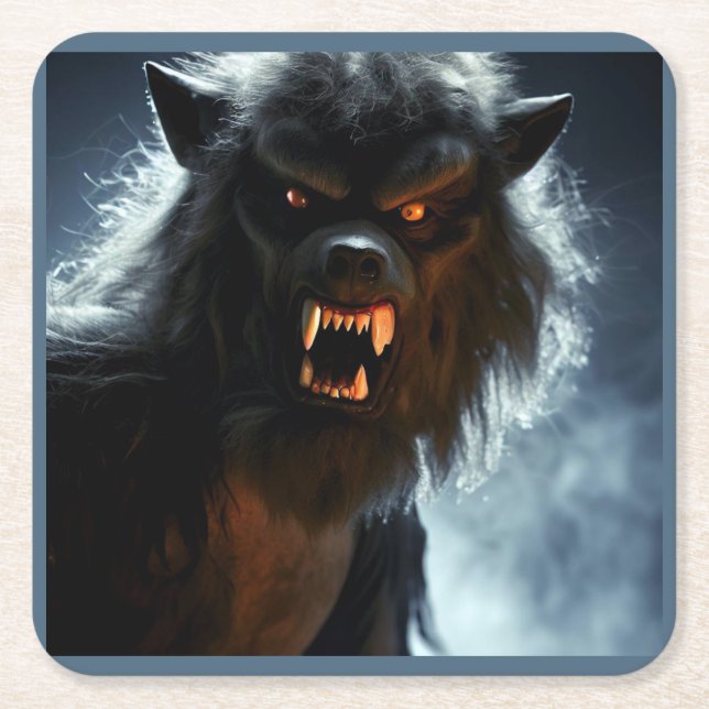 Halloween - Werewolf 1 Square Paper Coaster (Front)