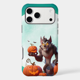Halloween werewolf and pumpkins