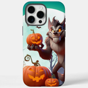 Halloween werewolf and pumpkins iPhone 16 pro max case