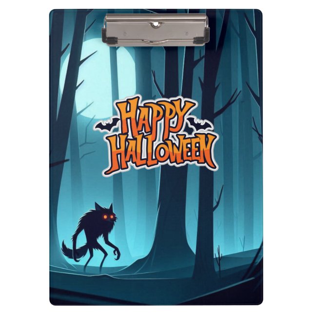 Halloween werewolf and pumpkins clipboard (Front)