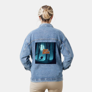 Halloween werewolf and pumpkins denim jacket