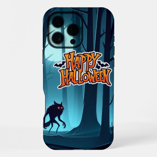Halloween werewolf and pumpkins iPhone case (Back)