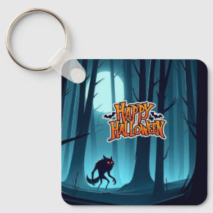Halloween werewolf and pumpkins keychain