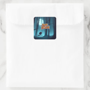 Halloween werewolf and pumpkins square sticker