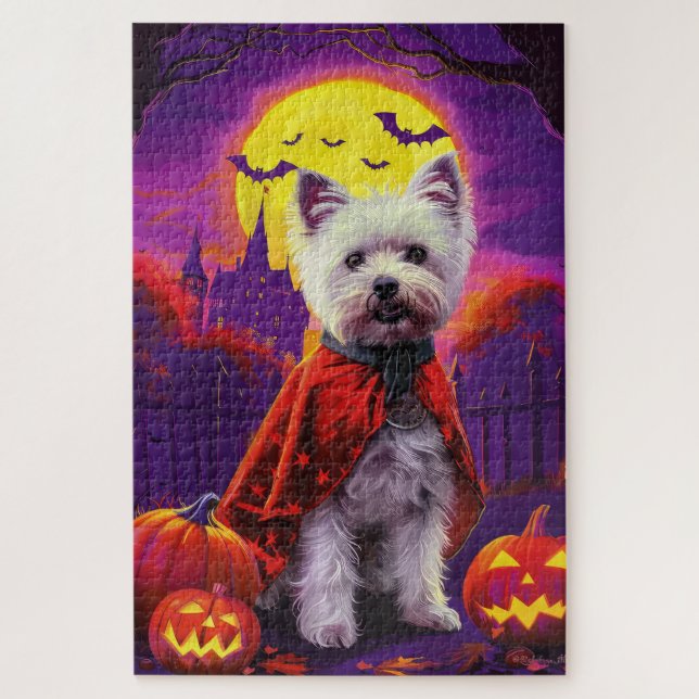 Halloween West Highland White Terrier Scary Jigsaw Puzzle (Vertical)