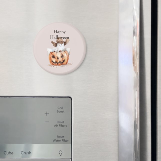 Halloween Western Brown Cowboy Ghost Pumpkin Magnet (In Situ (Fridge))