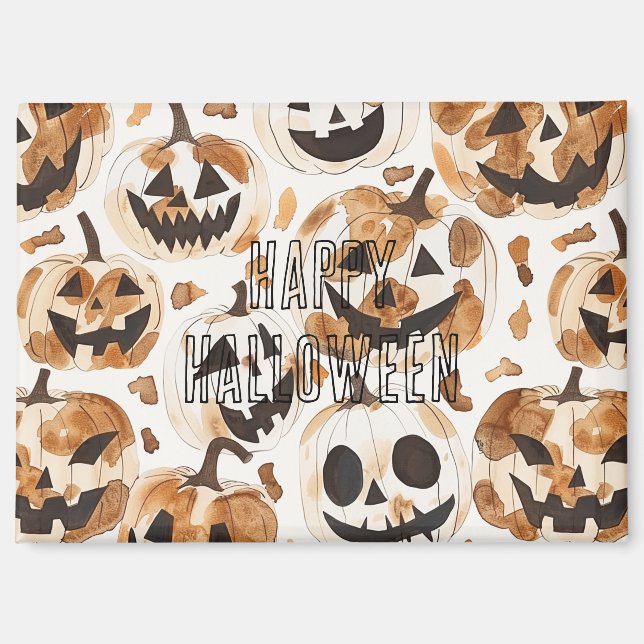 Halloween Western Cowboy Cowgirl Pumpkins Magnet (Front)