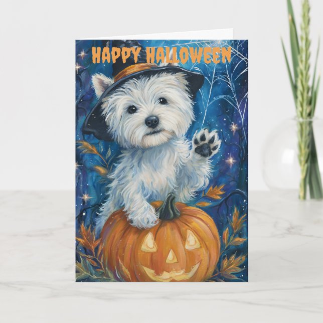 Halloween Westie Dog Holiday Card (Front)