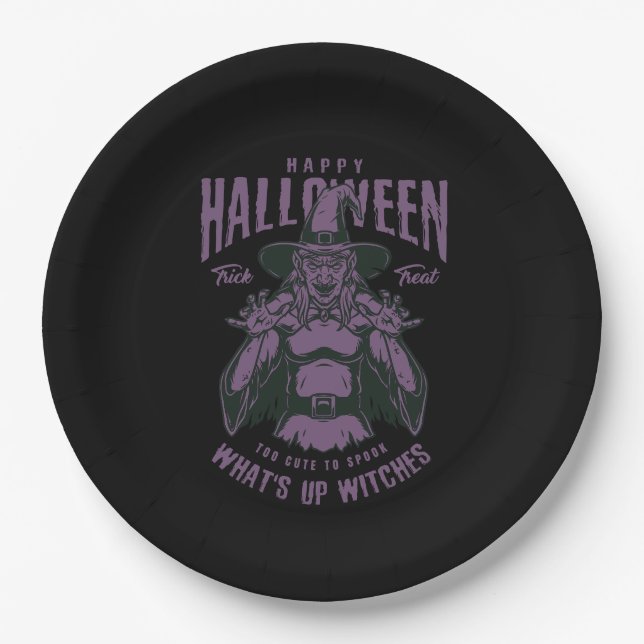 Halloween “What’s Up Witches” Paper Plate (Front)