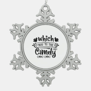 Halloween Which Way To The Candy Birthday Snowflake Pewter Christmas Ornament