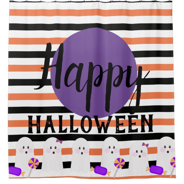 Halloween Whimiscal Cute Ghost with Candy Border (Front)