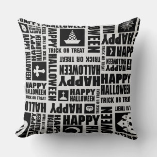 Halloween Whimsical Cool Funny Black Throw Pillow