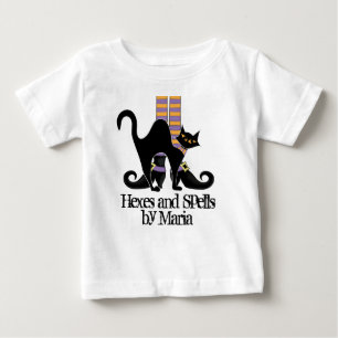 Halloween Whimsical Cute Black Cat Witch Shoes Baby T-Shirt