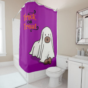 Halloween Whimsical Cute Ghost Dog Purple