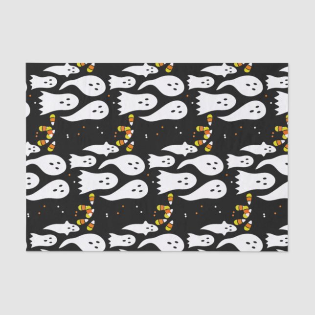 Halloween Whimsical Ghosts & Candy Corn Custom Tissue Paper (Front)