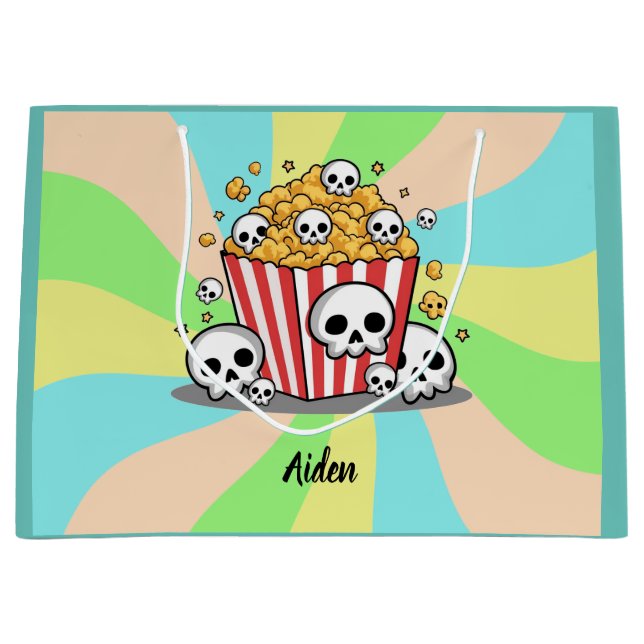 Halloween whimsical pattern kid's name Lollies Large Gift Bag (Front)