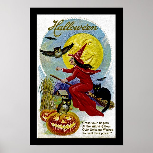 Hallowe'en Whitch and Moon Poster (Front)