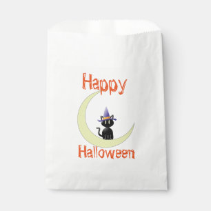 Halloween White Favour Bags/Black Cat Bag
