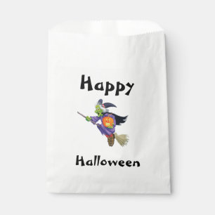 Halloween White Favour Bags/Flying Witch Bag