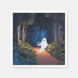 Halloween White Ghost In Forest Napkin