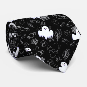 Halloween white ghost wrap bat witch spider tie