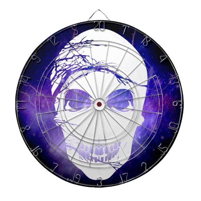 Halloween white skull with magic lightning dartboard (Front)