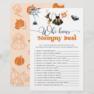 Halloween Who knows Mommy best baby shower